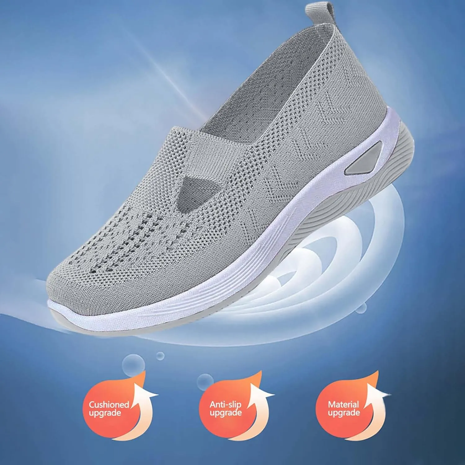 Women's Woven Orthopedic Breathable Soft Shoes Fashion Lightweight Go Walk Shoes for Women Mesh Breathable Hands Free Slip in Sneakers with Arch Support