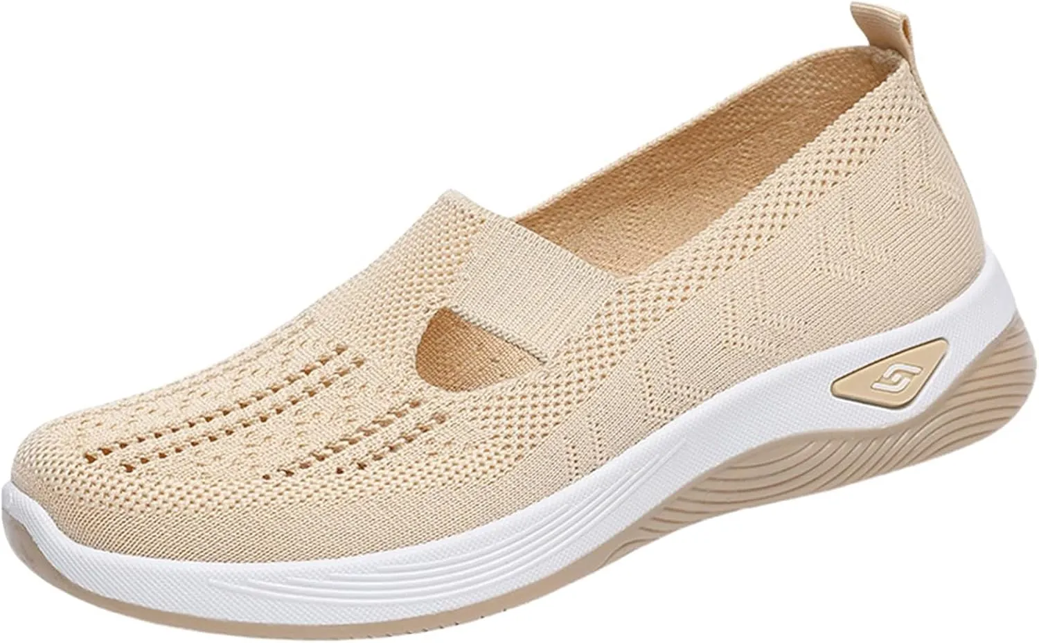 Women's Woven Orthopedic Shoes Breathable Lightweight Slip On Casual Shoes Soft Arch Support Walking Shoe Casual Air Cushion Athletic Sneakers Non-Slip Mesh Up Footwear