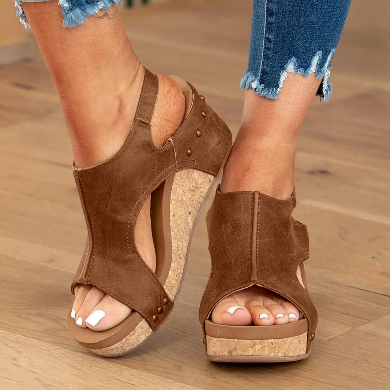 Womenyiaor Wedge Sandals for Women, Women's Platform Sandals Wedge Heel Sandals Ankle Strap Open Toe Sandals Casual Summer Dressy Espadrilles Wedges Shoes Ladies Sandals