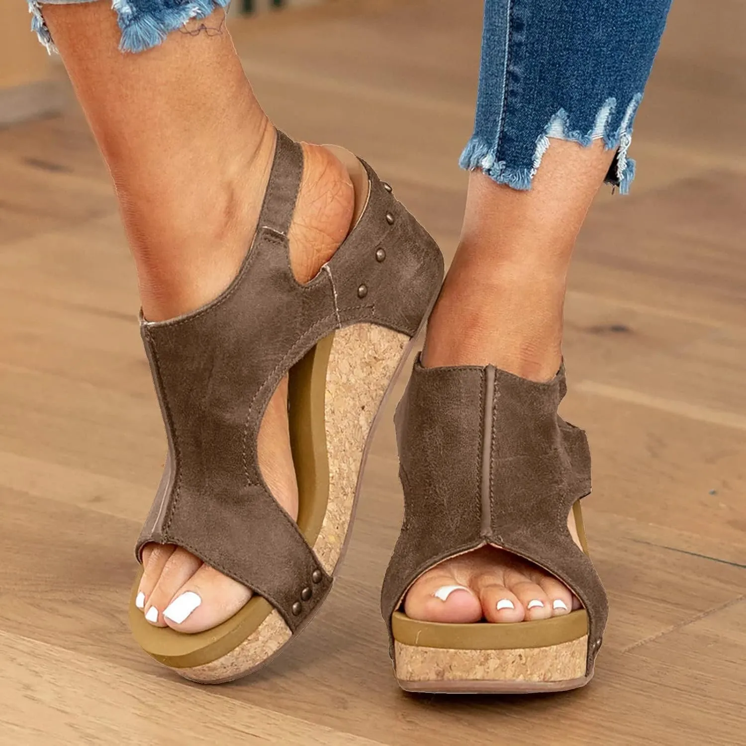 Womenyiaor Wedge Sandals for Women, Women's Platform Sandals Wedge Heel Sandals Ankle Strap Open Toe Sandals Casual Summer Dressy Espadrilles Wedges Shoes Ladies Sandals