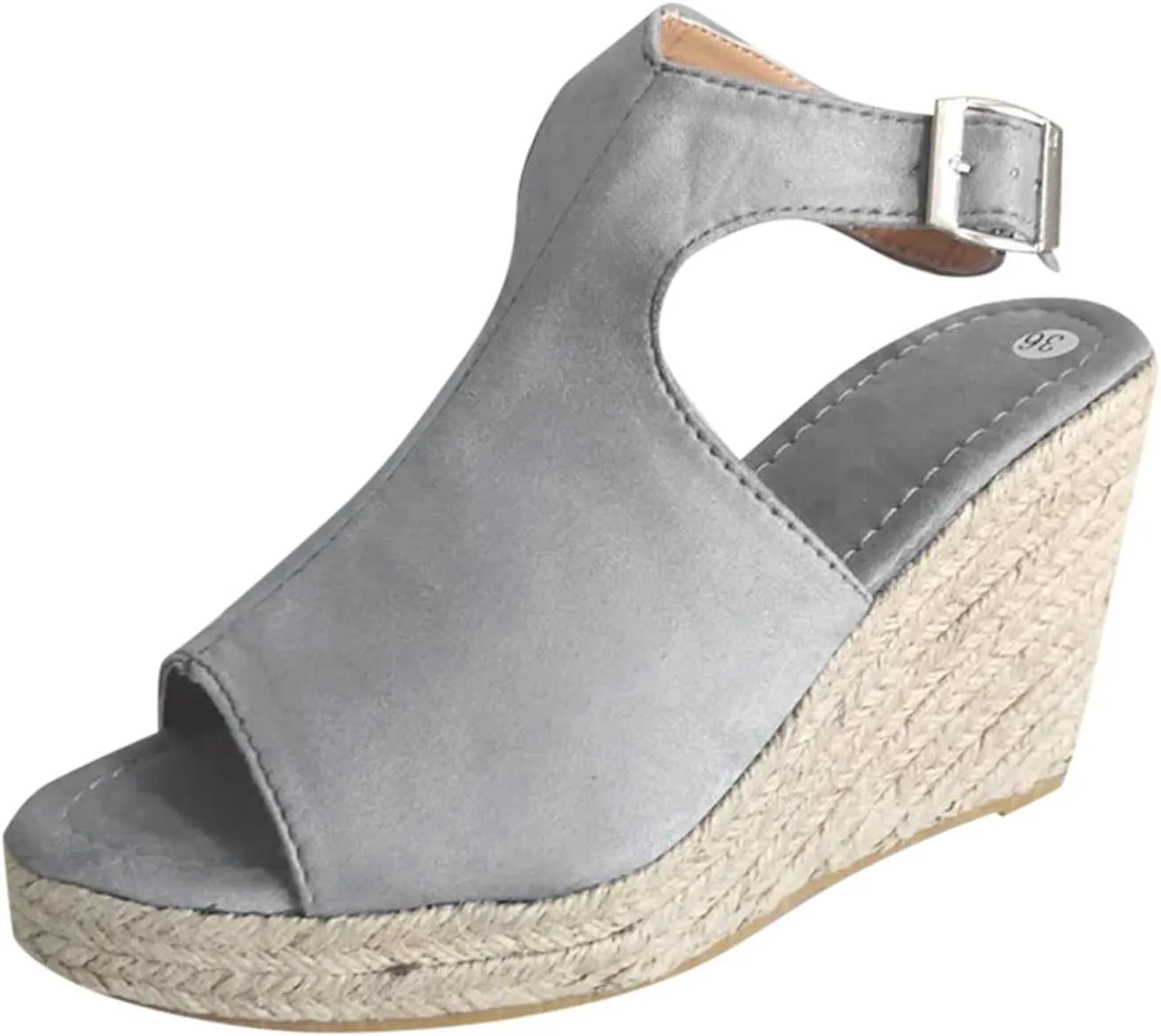 Womenyiaor Women's Wedge Sandal, Casual Summer Sandals for Women, Grey, Size 8
