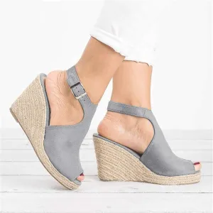 Womenyiaor Women's Wedge Sandal, Casual Summer Sandals for Women, Grey, Size 8