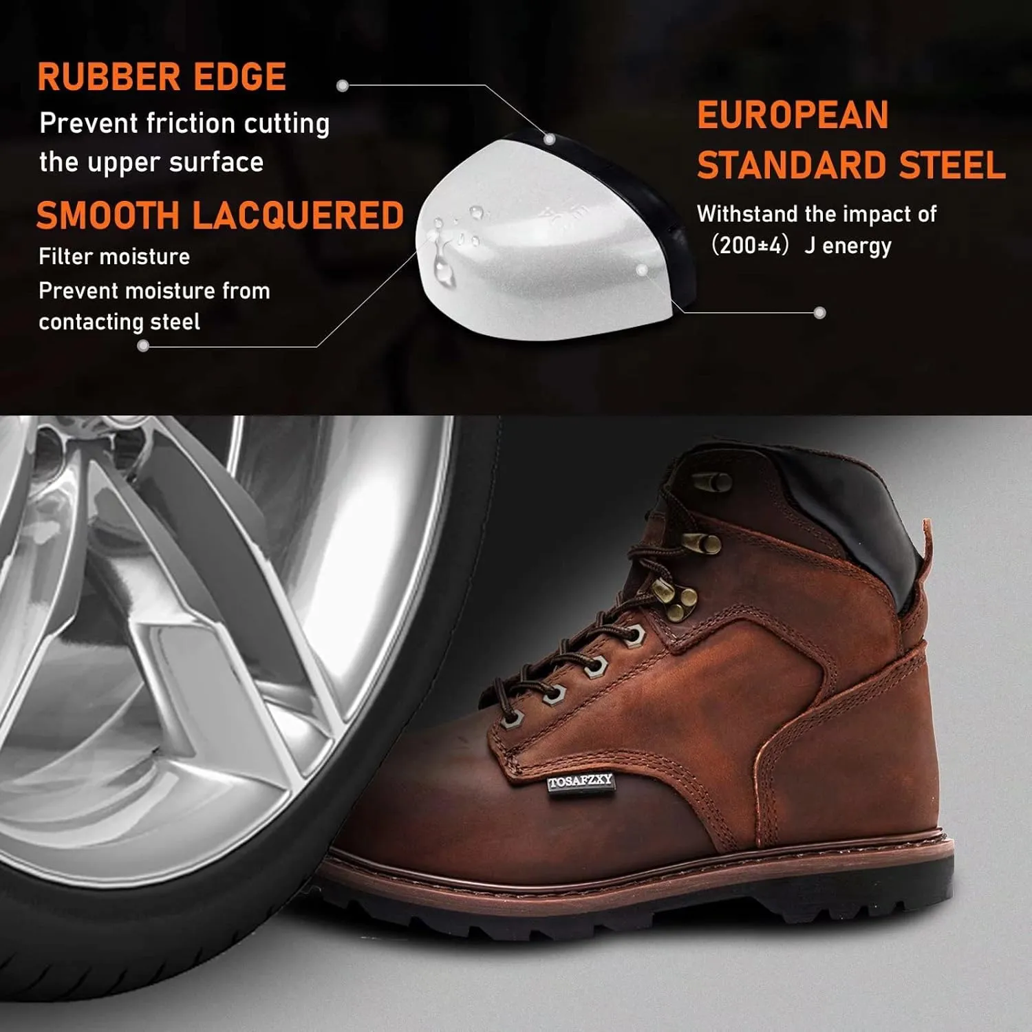 Work Safety Boots for Men Durable Crazy-Horse Leather Indestructible Steel Toe Waterproof and Non-Slip Better Warmth Men Work Shoes