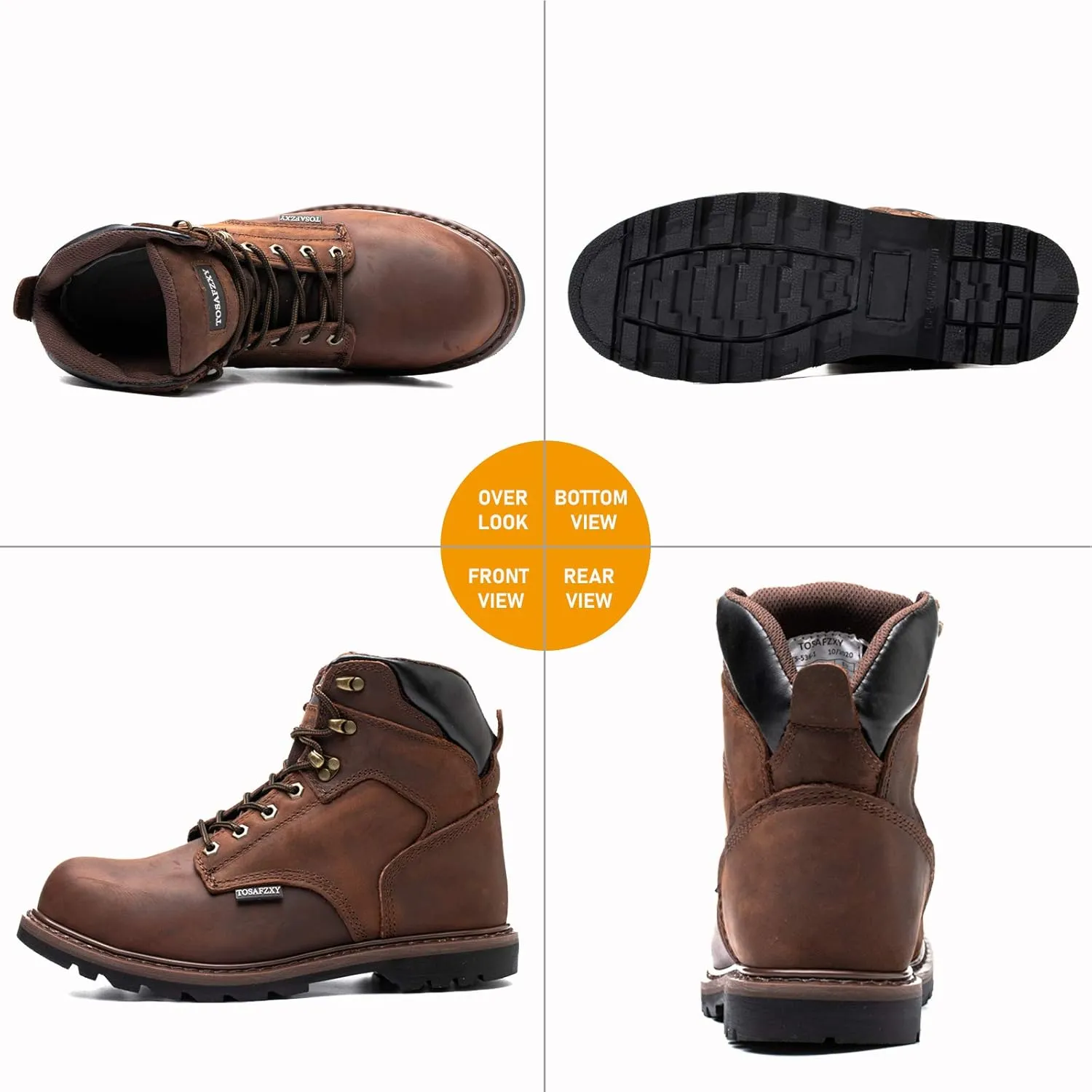 Work Safety Boots for Men Durable Crazy-Horse Leather Indestructible Steel Toe Waterproof and Non-Slip Better Warmth Men Work Shoes