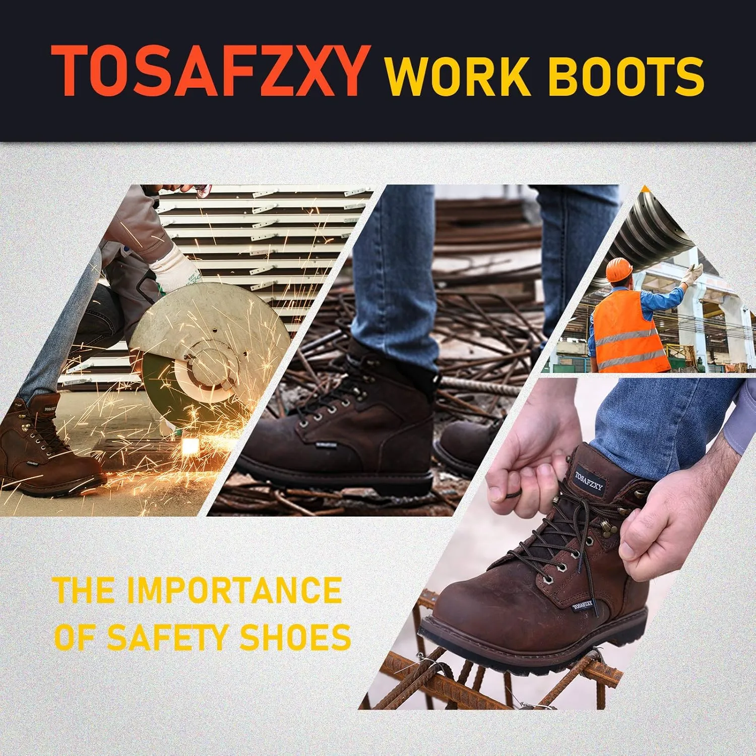 Work Safety Boots for Men Durable Crazy-Horse Leather Indestructible Steel Toe Waterproof and Non-Slip Better Warmth Men Work Shoes