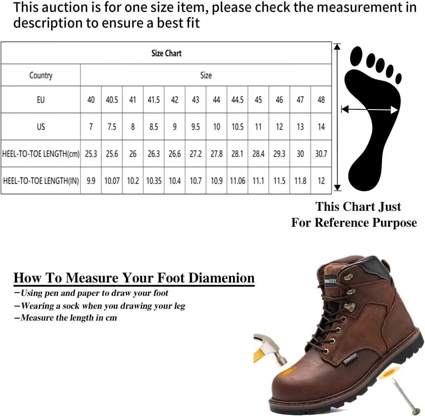 Work Safety Boots for Men Durable Crazy-Horse Leather Indestructible Steel Toe Waterproof and Non-Slip Better Warmth Men Work Shoes