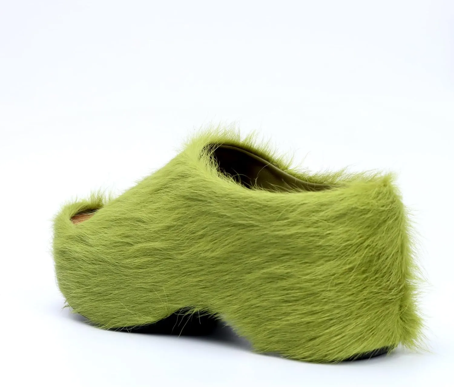 XOBZJH Long-Hair Calfskin Chunky Clog Slide for Women - Memory Foam Luxury Slip on Shoes Women's Mules & Platform Clogs,Designer Mules for Women 2024