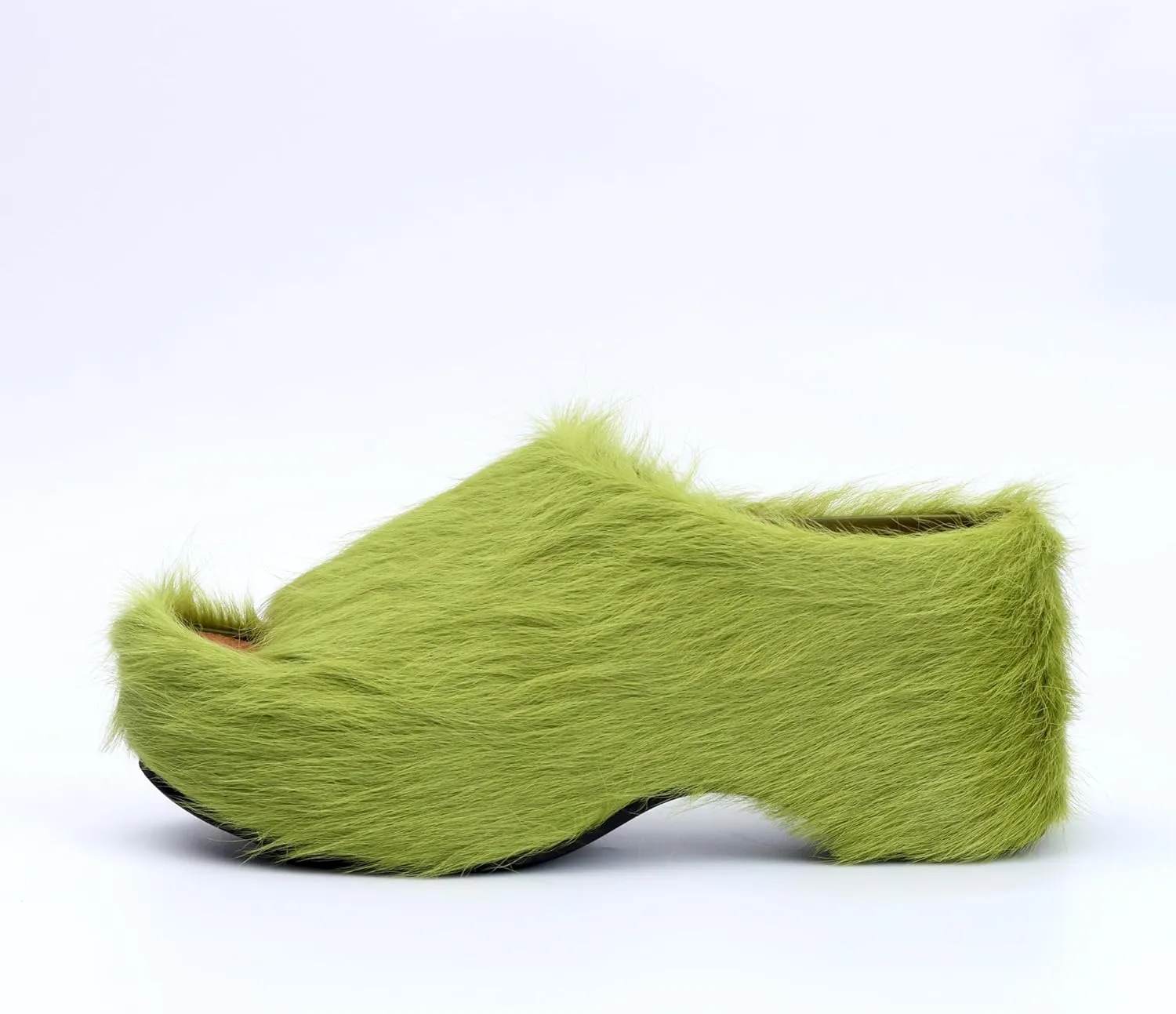 XOBZJH Long-Hair Calfskin Chunky Clog Slide for Women - Memory Foam Luxury Slip on Shoes Women's Mules & Platform Clogs,Designer Mules for Women 2024
