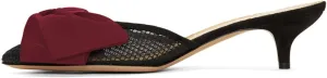 XYD Women Mule Slide Sandals Mesh Slip On Pointed Toe Low Kitten Heel Backless Slippers with Bows