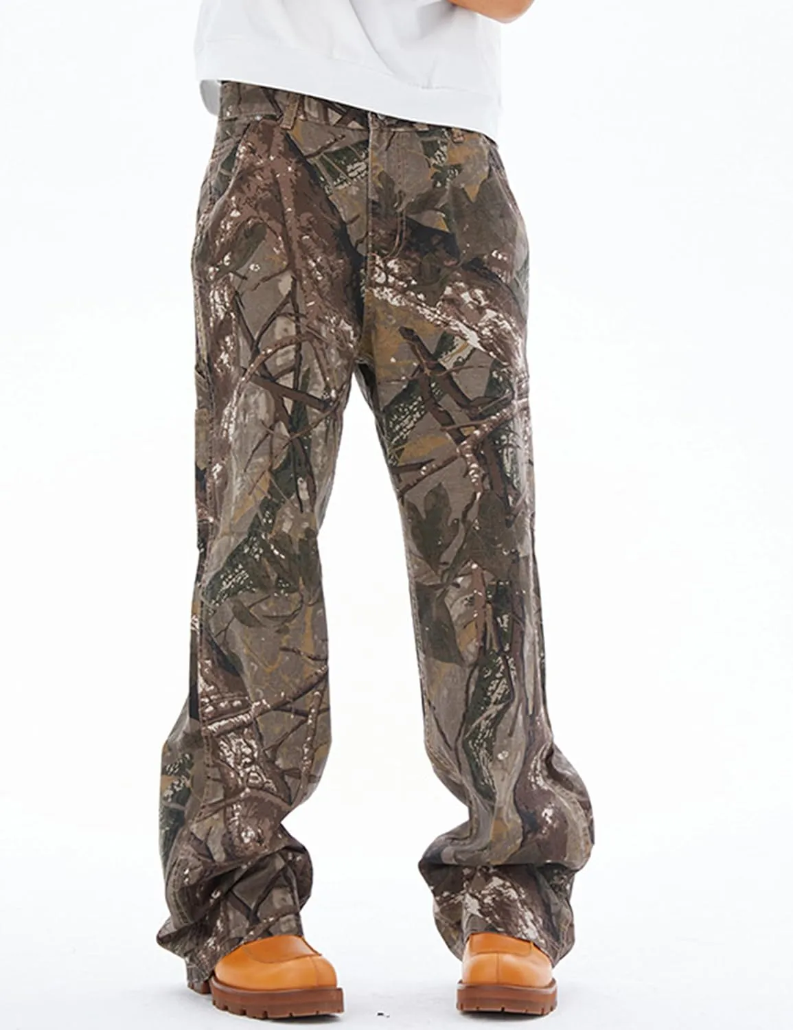 Y2k Mens Camo Cargo Pants Hip Hop Jeans Baggy Joggers Streetwear Oversized Track Pants
