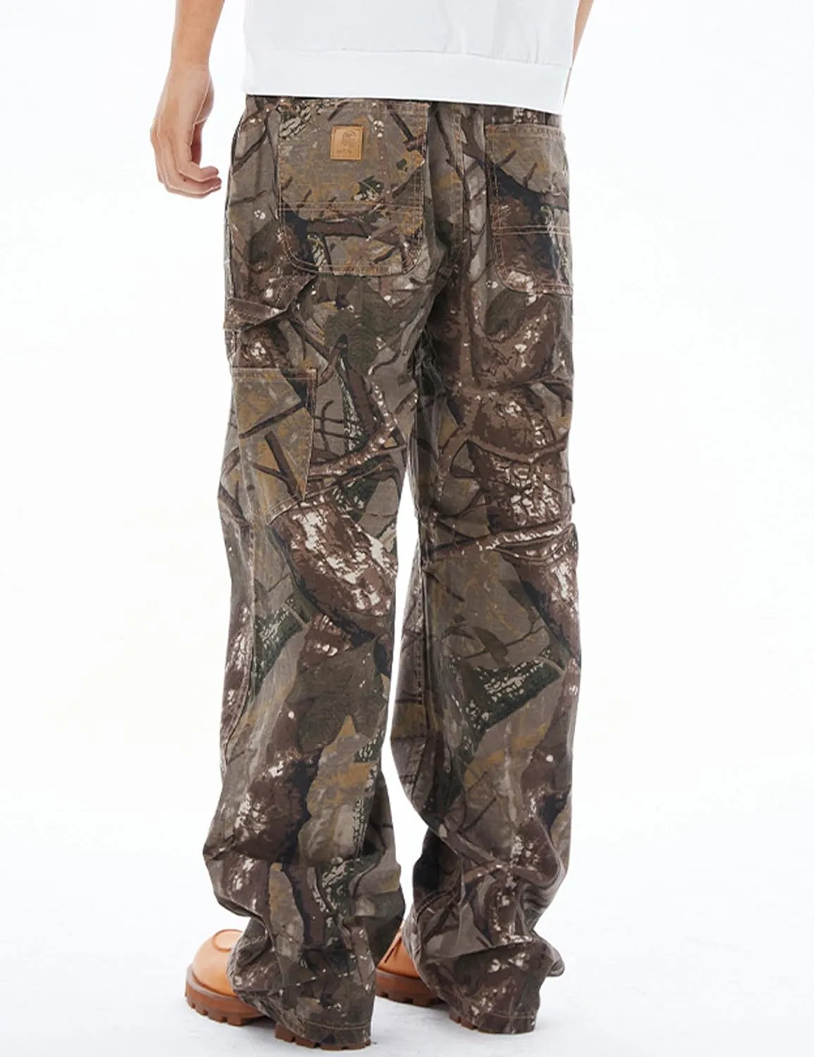 Y2k Mens Camo Cargo Pants Hip Hop Jeans Baggy Joggers Streetwear Oversized Track Pants