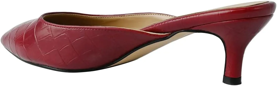 YDN Women Classic Pointed Toe Low Mid Heel Loafers Slip on Mules Slide Sandals Kitten Shoes Size 4-15 US