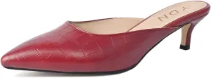 YDN Women Classic Pointed Toe Low Mid Heel Loafers Slip on Mules Slide Sandals Kitten Shoes Size 4-15 US