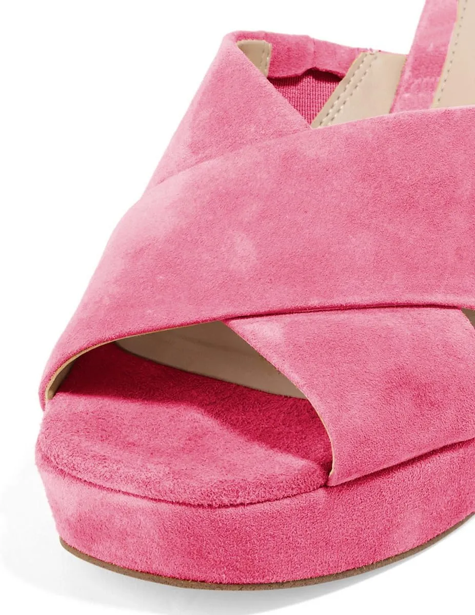 YDN Women Cross Strap Peep Toe Platform Chunky Block Heel Mules Pumps Slide Sandals Size 4-15 US