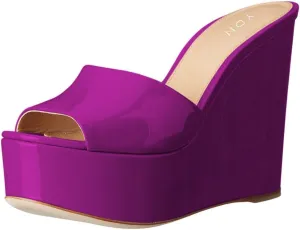 YDN Women High Heels Platform Mules Peep Toe Clogs Slip on Wedge Sandals Slide Backless Shoes Size 4-15 US
