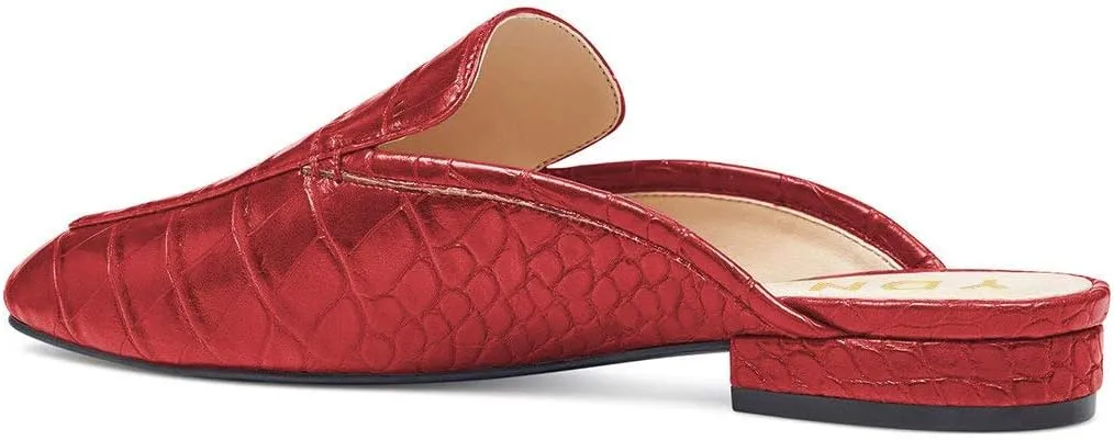 YDN Women Low Heel Mules Slip On Flats Loafers Pointy Toe Clogs Slide Slipper Shoe Size 4-15 US