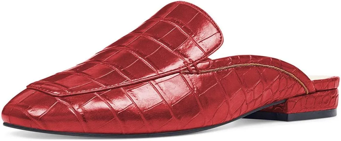 YDN Women Low Heel Mules Slip On Flats Loafers Pointy Toe Clogs Slide Slipper Shoe Size 4-15 US