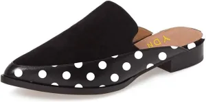 YDN Women Low Heel Mules Slip On Flats Loafers Pointy Toe Clogs Slide Slipper Shoe Size 4-15 US