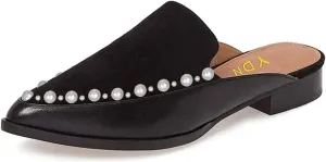 YDN Women Low Heel Mules Slip On Flats Loafers Pointy Toe Clogs Slide Slipper Shoe Size 4-15 US
