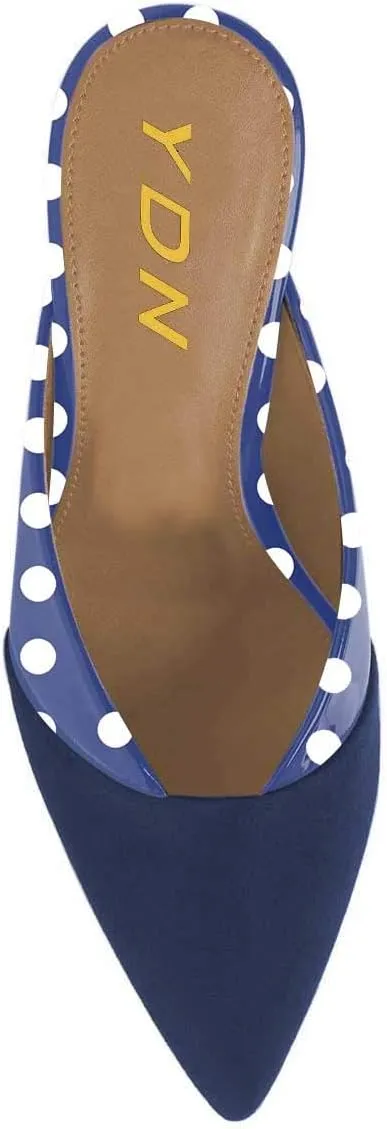 YDN Women Pointed Toe Mid Heel Clogs Mules Slip on Sandals Slide Dress Shoes Size 4-15