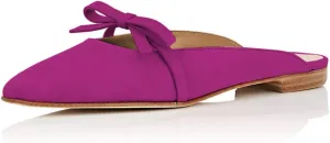 YDN Women's Comfortable Pointed Toe Flats Mules Backless Slide Sandals Classic Slip on Pumps Bowknots Suede Beach Daily Shoes