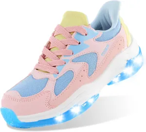 YESKIS Boys Girls Light Up Shoes Kids Lightweight Breathable Mesh Led Flashing Fashion Running Sneakers for Toddler Little Kid