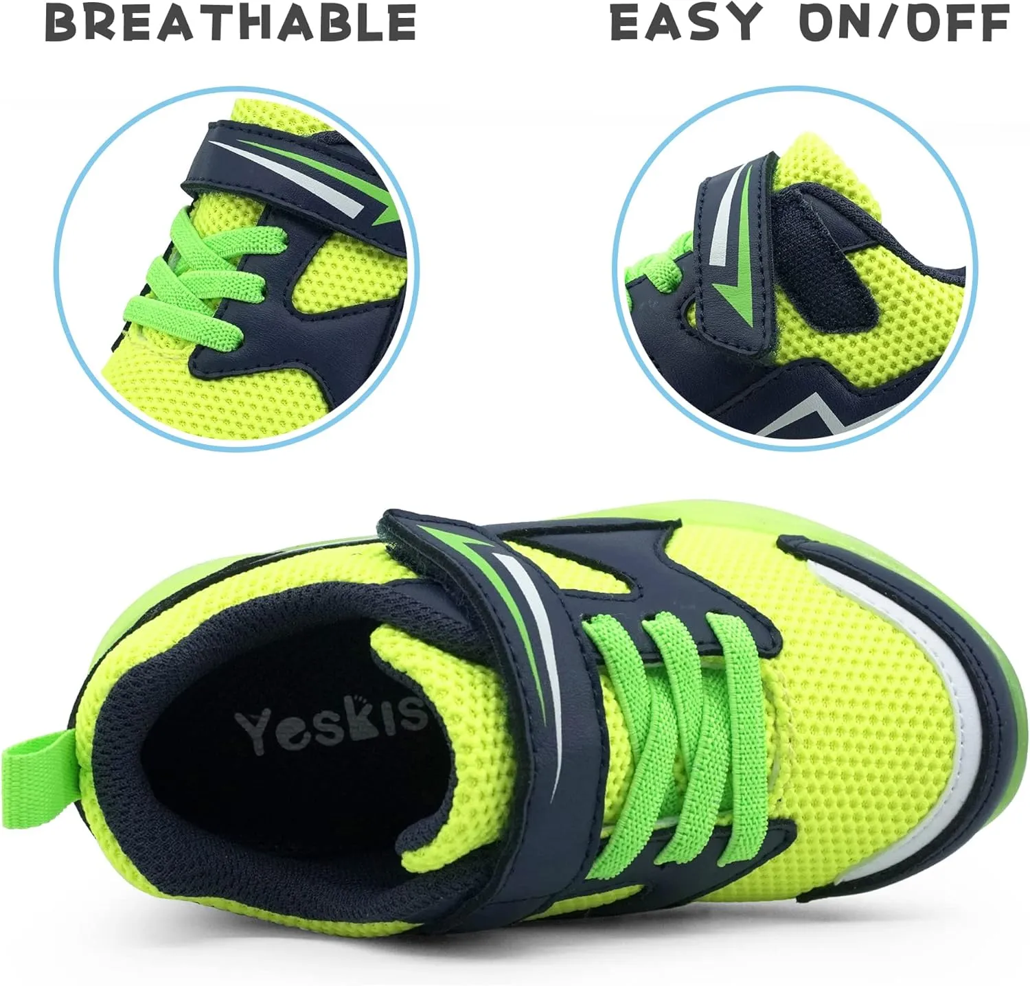 YESKIS Toddler Boys Girls Light Up Shoes LED Flashing Lightweight Mesh Breathable Adorable Running Sneakers for Toddler and Little Kid