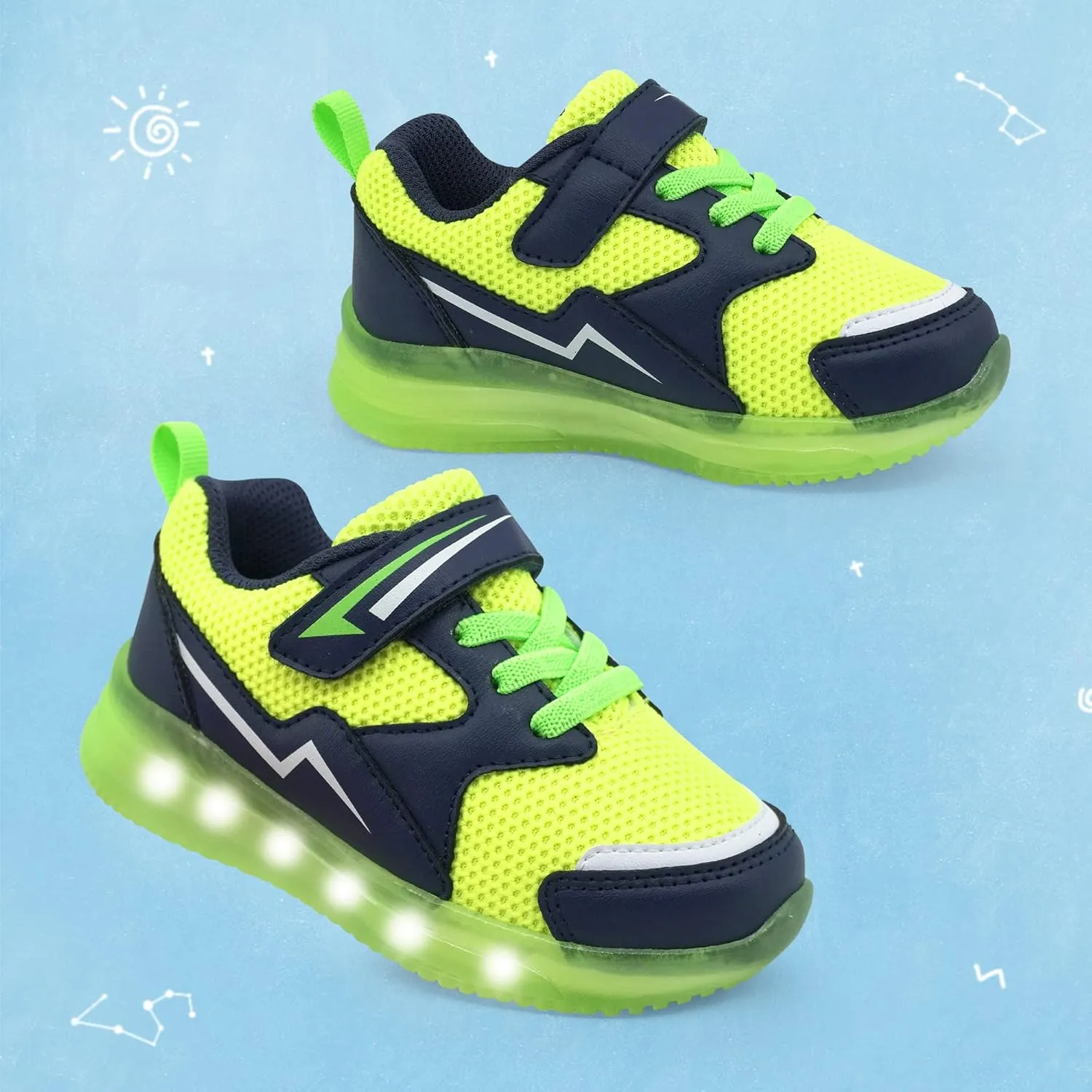 YESKIS Toddler Boys Girls Light Up Shoes LED Flashing Lightweight Mesh Breathable Adorable Running Sneakers for Toddler and Little Kid