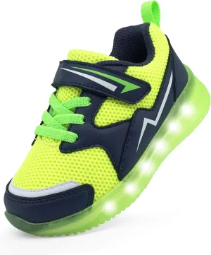 YESKIS Toddler Boys Girls Light Up Shoes LED Flashing Lightweight Mesh Breathable Adorable Running Sneakers for Toddler and Little Kid