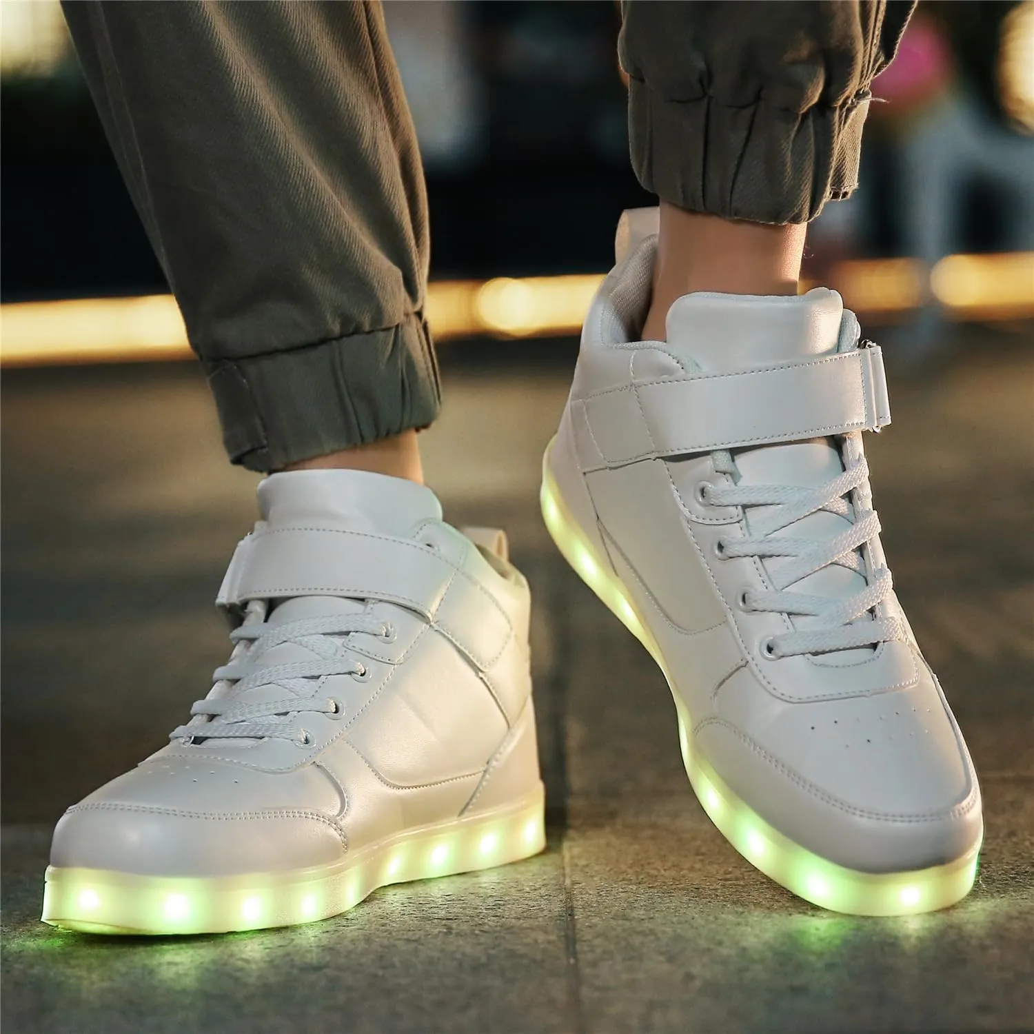 YuanRoad Unisex LED Light Up Shoes with USB Charging Glowing Luminous LED Sneakers