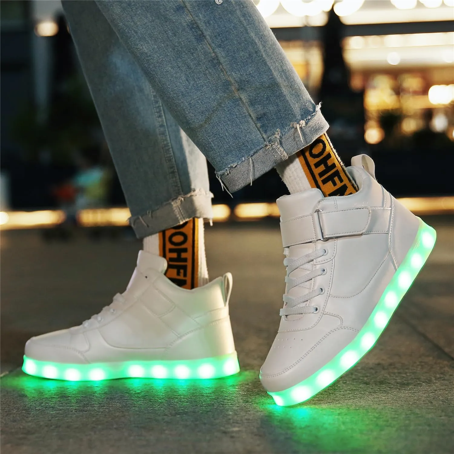 YuanRoad Unisex LED Light Up Shoes with USB Charging Glowing Luminous LED Sneakers
