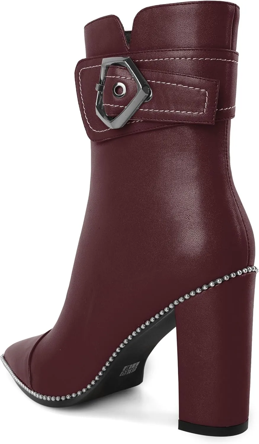 Zamikoo Womens Boots Ankle Chunky Heel Pointed Toe Beaded High Heeled Fall Short Booties
