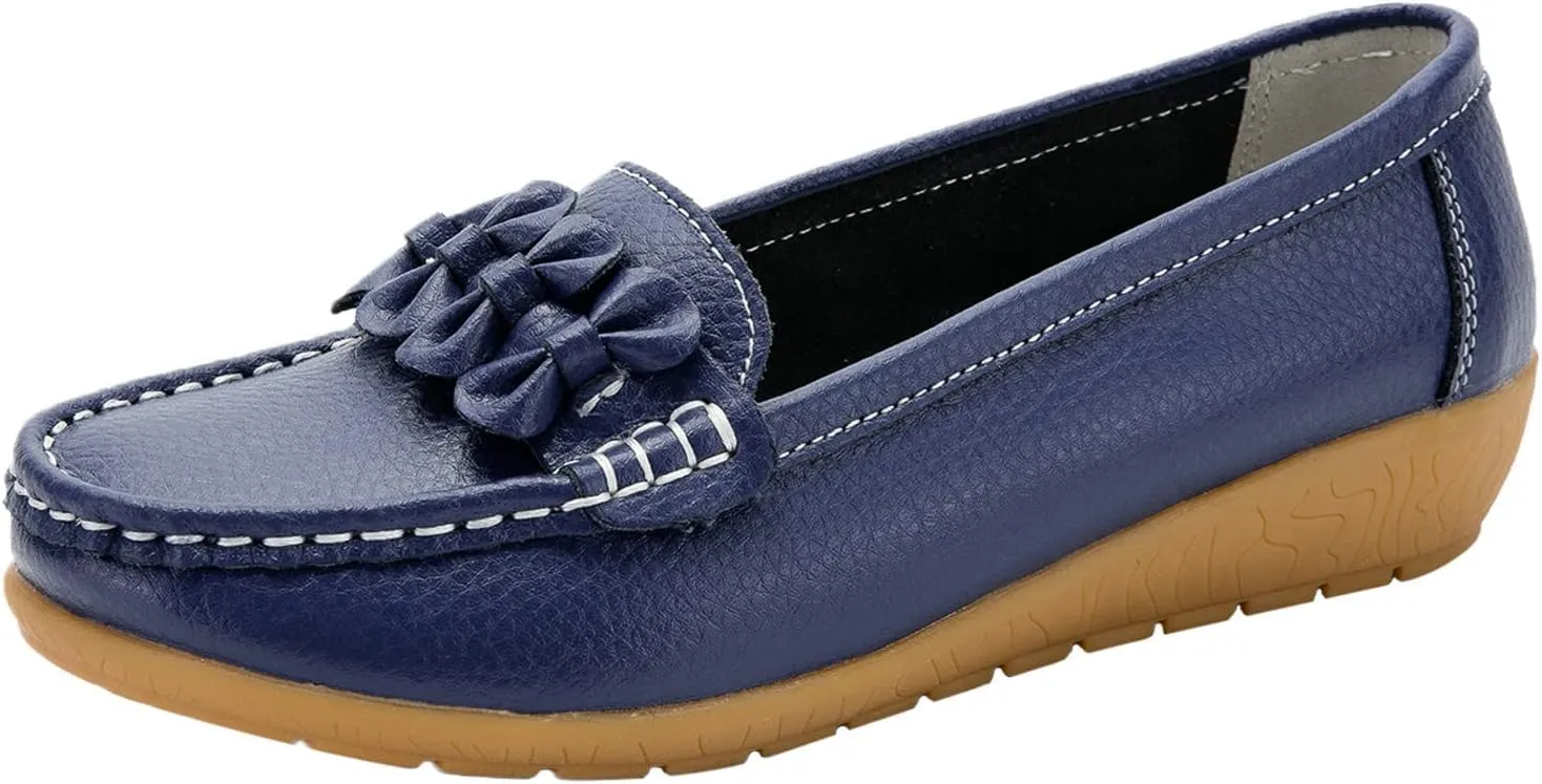 ZBYY Women's Casual Loafers Slip On Driving Loafers Comfortable Leather Outdoor Walking Flat Shoes Flat Boat Shoes