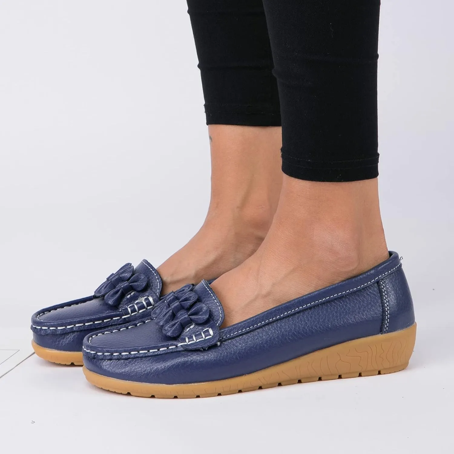 ZBYY Women's Casual Loafers Slip On Driving Loafers Comfortable Leather Outdoor Walking Flat Shoes Flat Boat Shoes