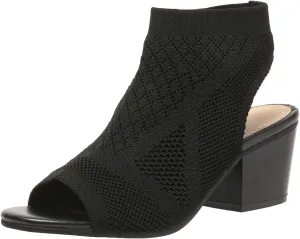 ZBYY Women's Knit Chunky Block High Heels Slingback Cut Out Peep Toe Chunky Stacked Heel Ankle Booties