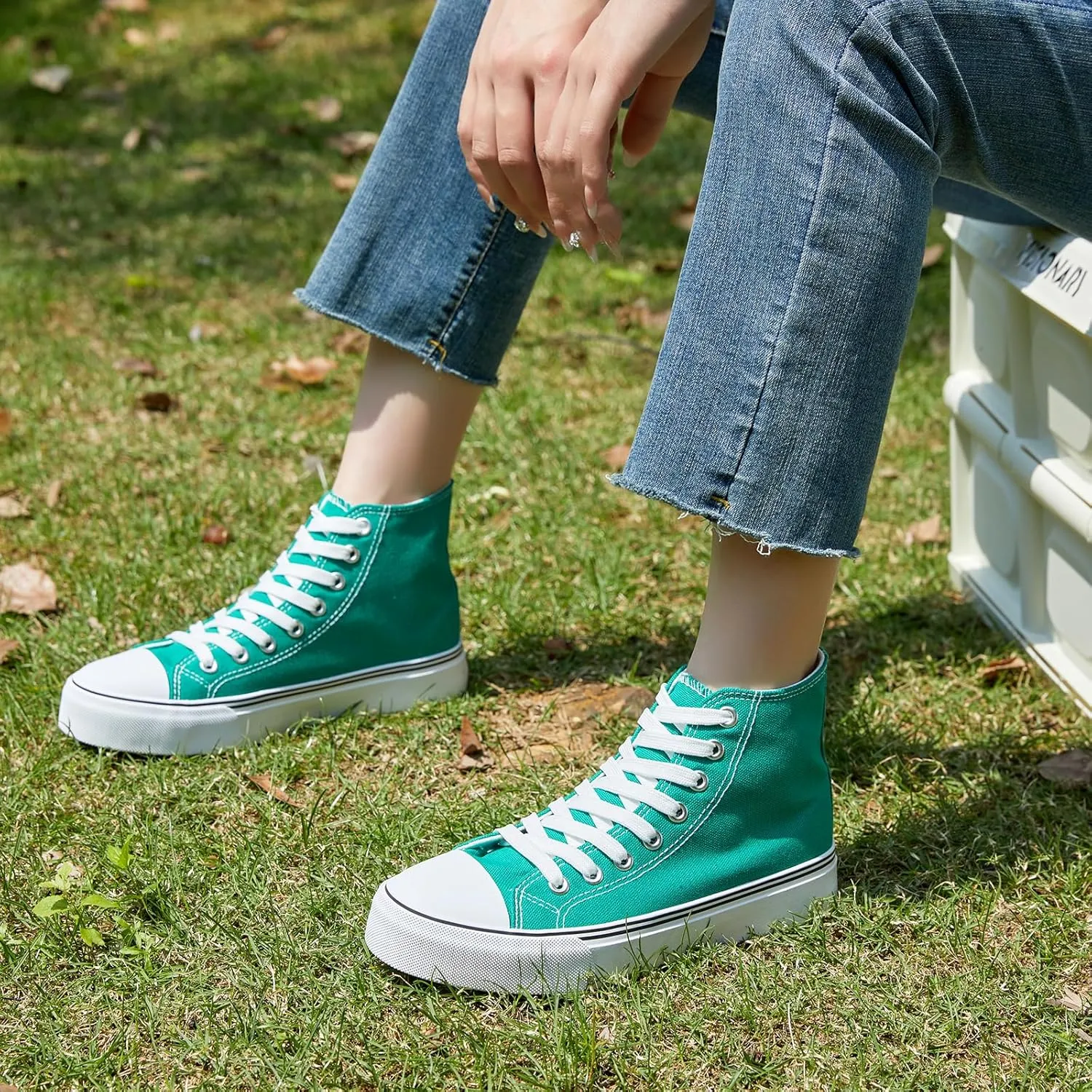 ZGR Womens High Top Canvas Sneakers,Lace-up Canvas Shoes,Casual Tennis Walking Shoes