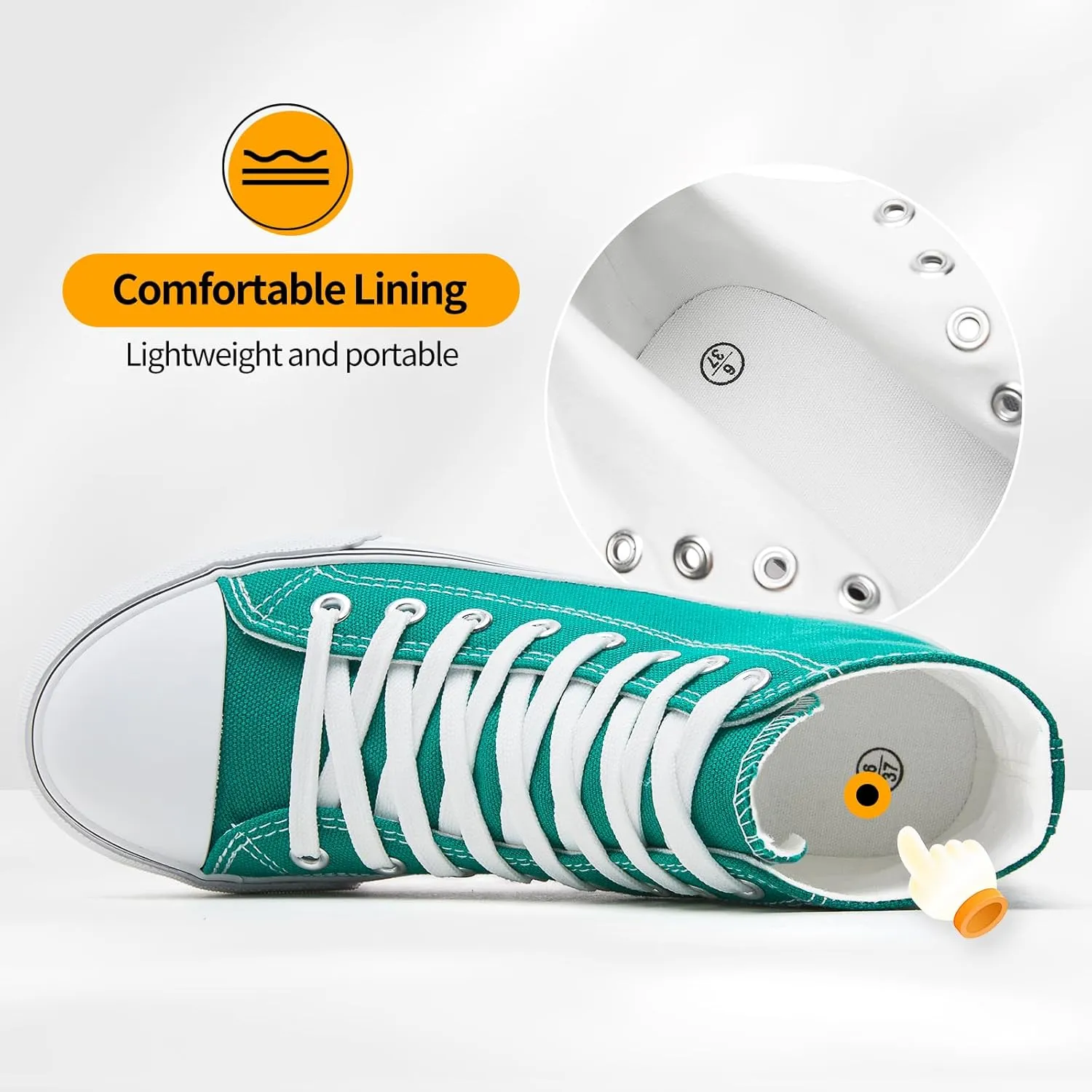 ZGR Womens High Top Canvas Sneakers,Lace-up Canvas Shoes,Casual Tennis Walking Shoes