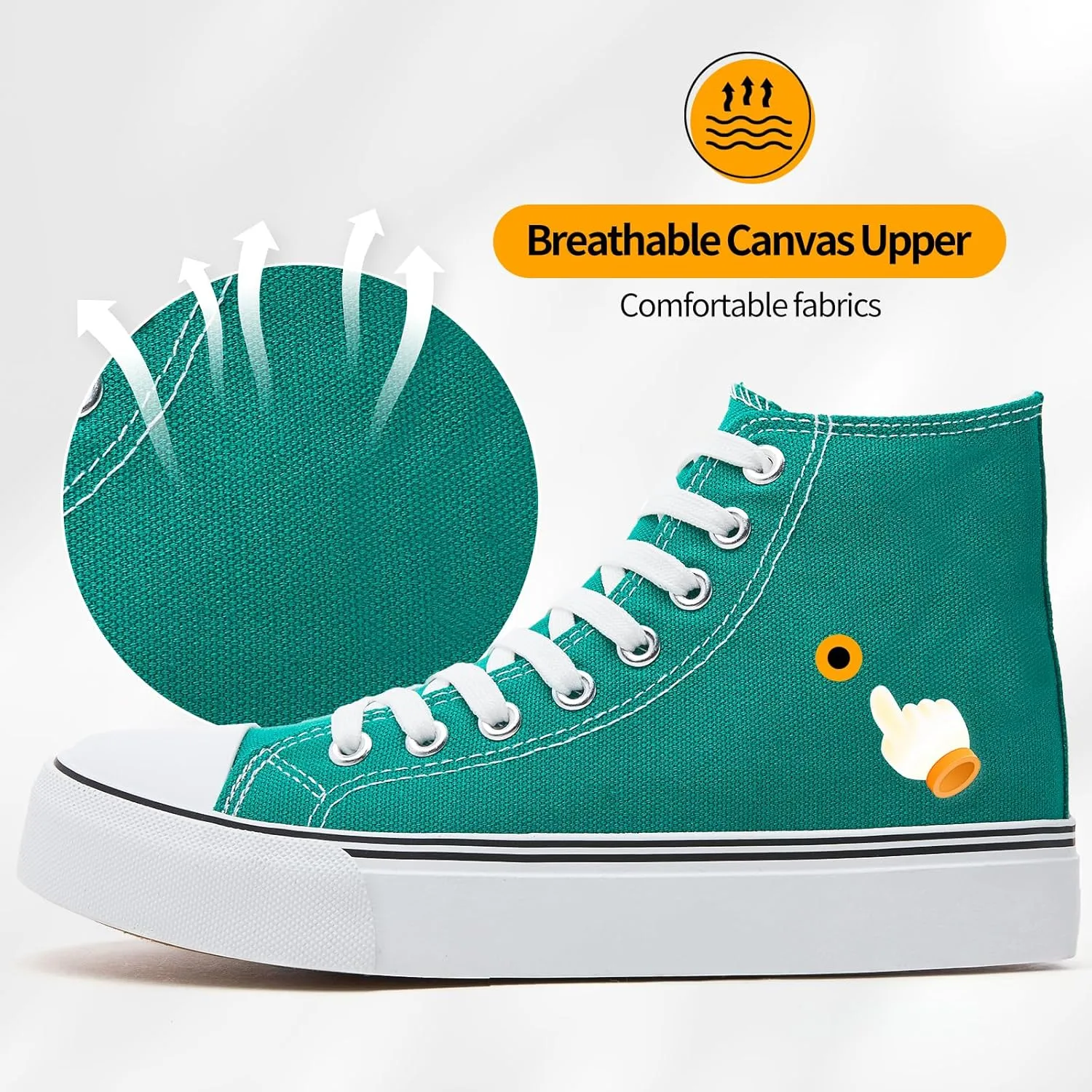 ZGR Womens High Top Canvas Sneakers,Lace-up Canvas Shoes,Casual Tennis Walking Shoes