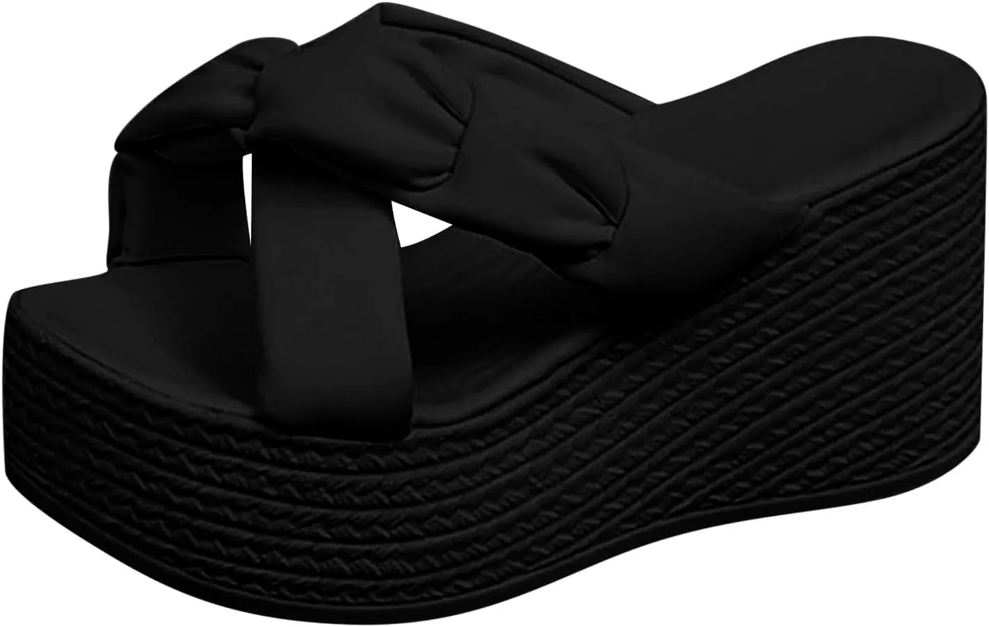 ZSpzx Espadrilles Wedge Sandals Womens Platform Bow Tie Open Toe Slides Shoes Slip On Women's Sparkly Fashion Dressy Prom Comfortable Slippers Retro Dress Summer Bohe Beach Ankle Strap Sandal
