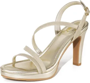 ZURIN Women's Strappy Heels Open Toe High Heeled Sandals Platform Stiletto Dress Sandals Comfortable Dressy Shoes for Summer Bridal Party Prom
