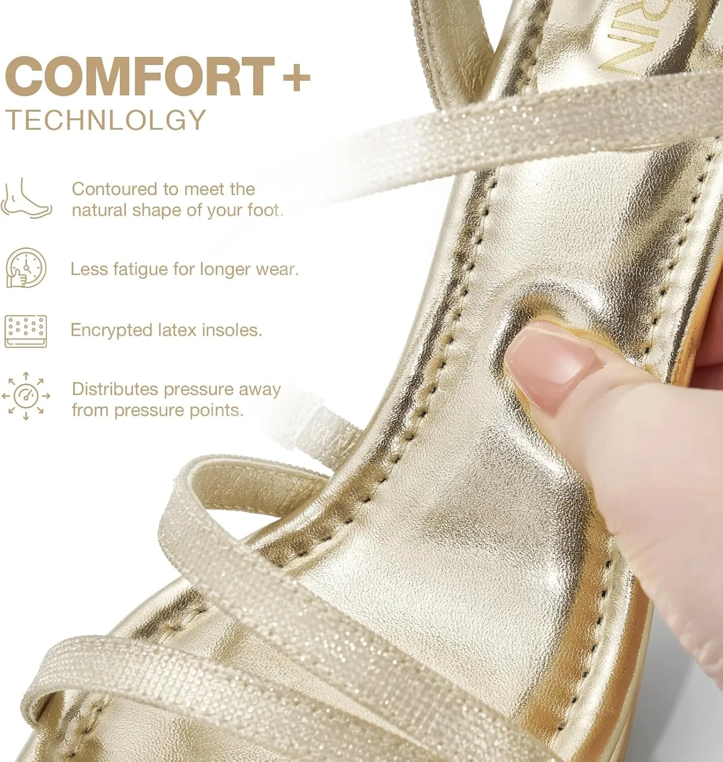 ZURIN Women's Strappy Heels Open Toe High Heeled Sandals Platform Stiletto Dress Sandals Comfortable Dressy Shoes for Summer Bridal Party Prom