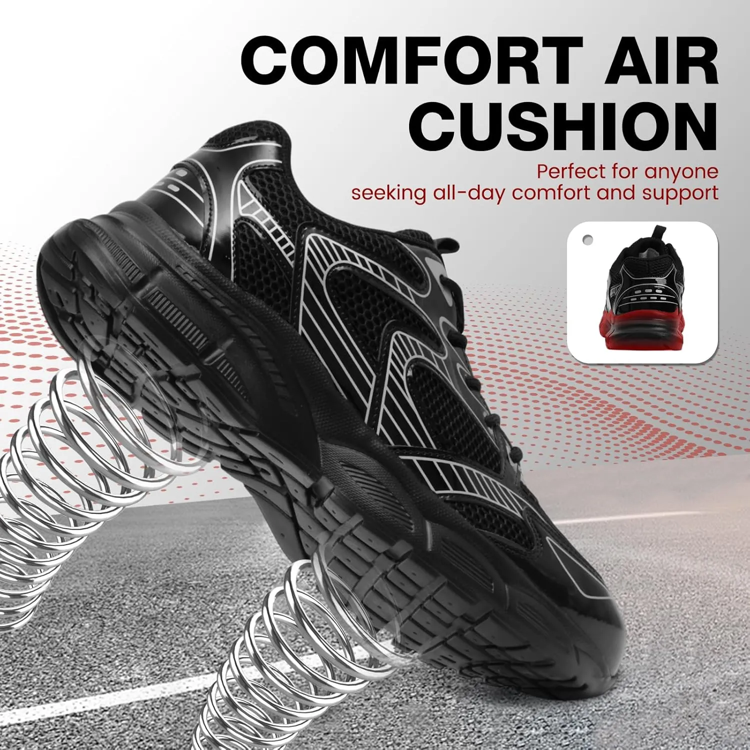 ZVC Steel Toe Shoes for Men Women, Breathable Composite Toe Sneakers Lightweight Work Safety Shoes Comfortable Non Slip Indestructible Construction Footwear