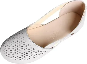 ZWRXW Sandals for Women Dressy Hollow Ballet Flats Round Toe Low Heels Lightweight Flats Sandals Casual Summer Slides Sandal Wedge Shoes Walking Shoes with Comfortable Plantar Fasciitis Arch Support