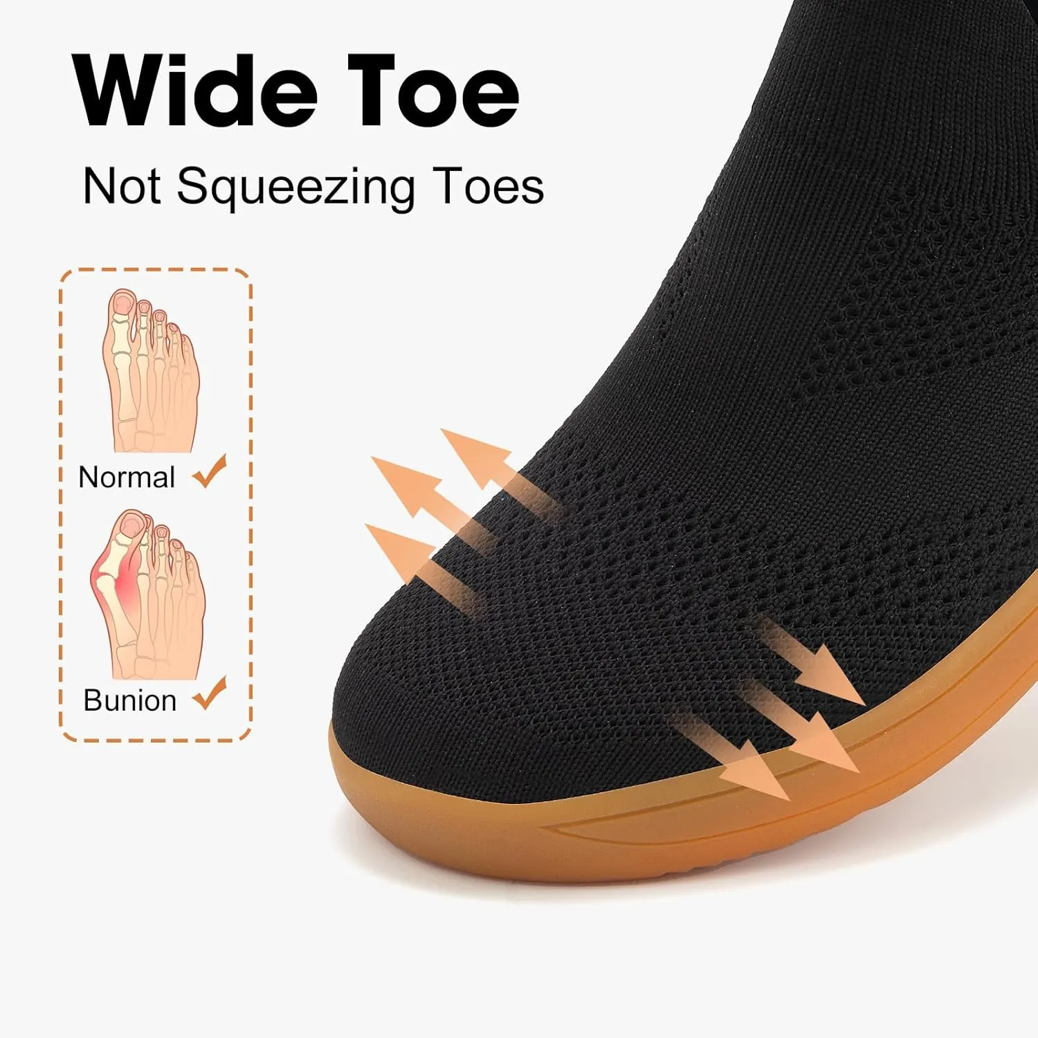 ZYEN Wide Toe Box Shoes Women Wide Width Sneakers Zero Drop Minimalist Barefoot Shoes Comfort Non-Slip Wide Running Walking Shoes