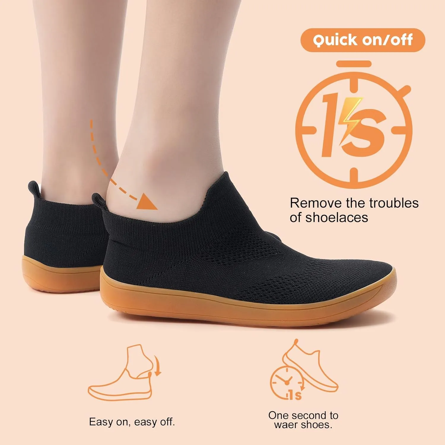 ZYEN Wide Toe Box Shoes Women Wide Width Sneakers Zero Drop Minimalist Barefoot Shoes Comfort Non-Slip Wide Running Walking Shoes