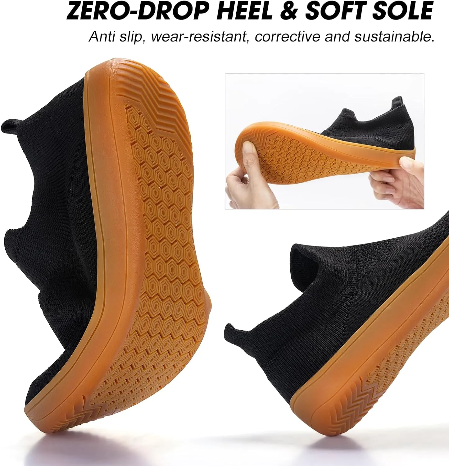 ZYEN Wide Toe Box Shoes Women Wide Width Sneakers Zero Drop Minimalist Barefoot Shoes Comfort Non-Slip Wide Running Walking Shoes